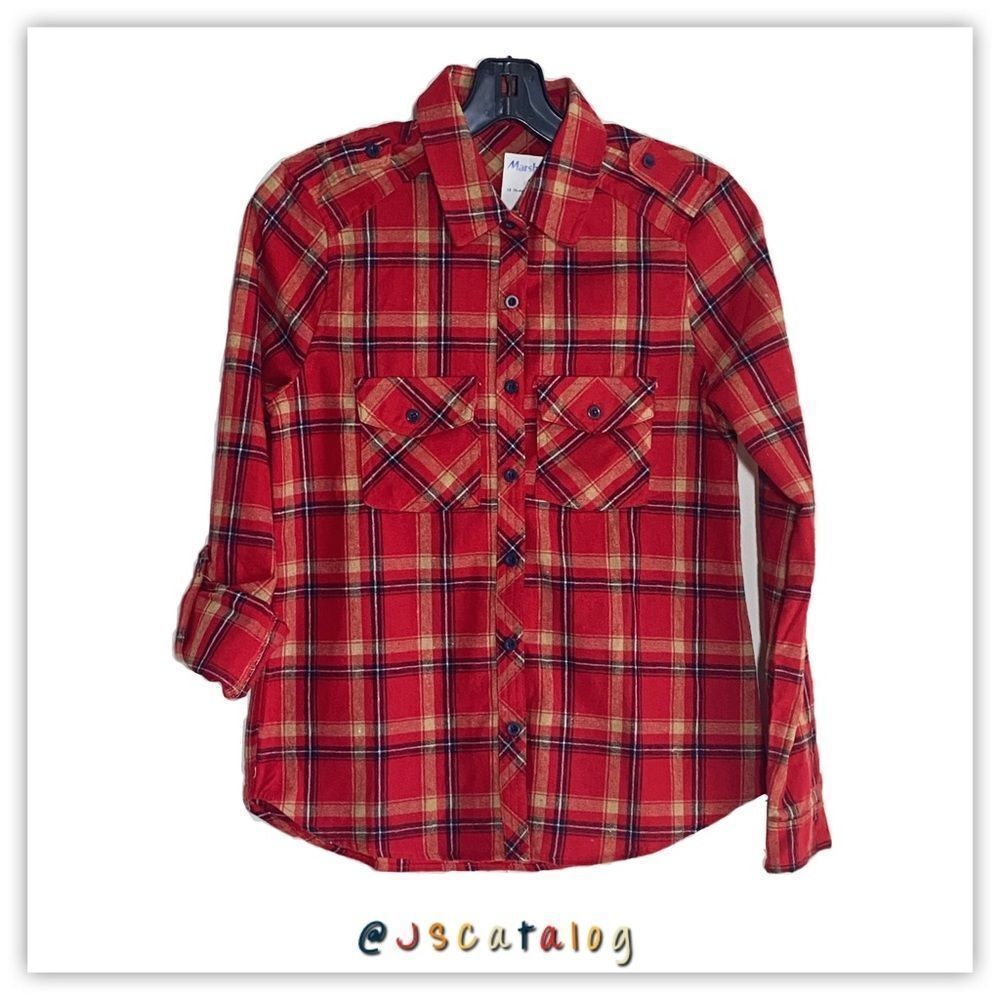 NWT Love Tree Plaid Flannel Red Button Down Shirt